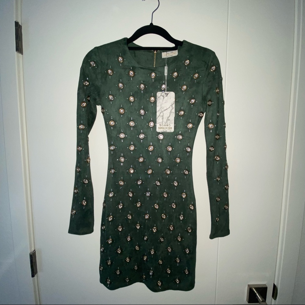 green suede dress